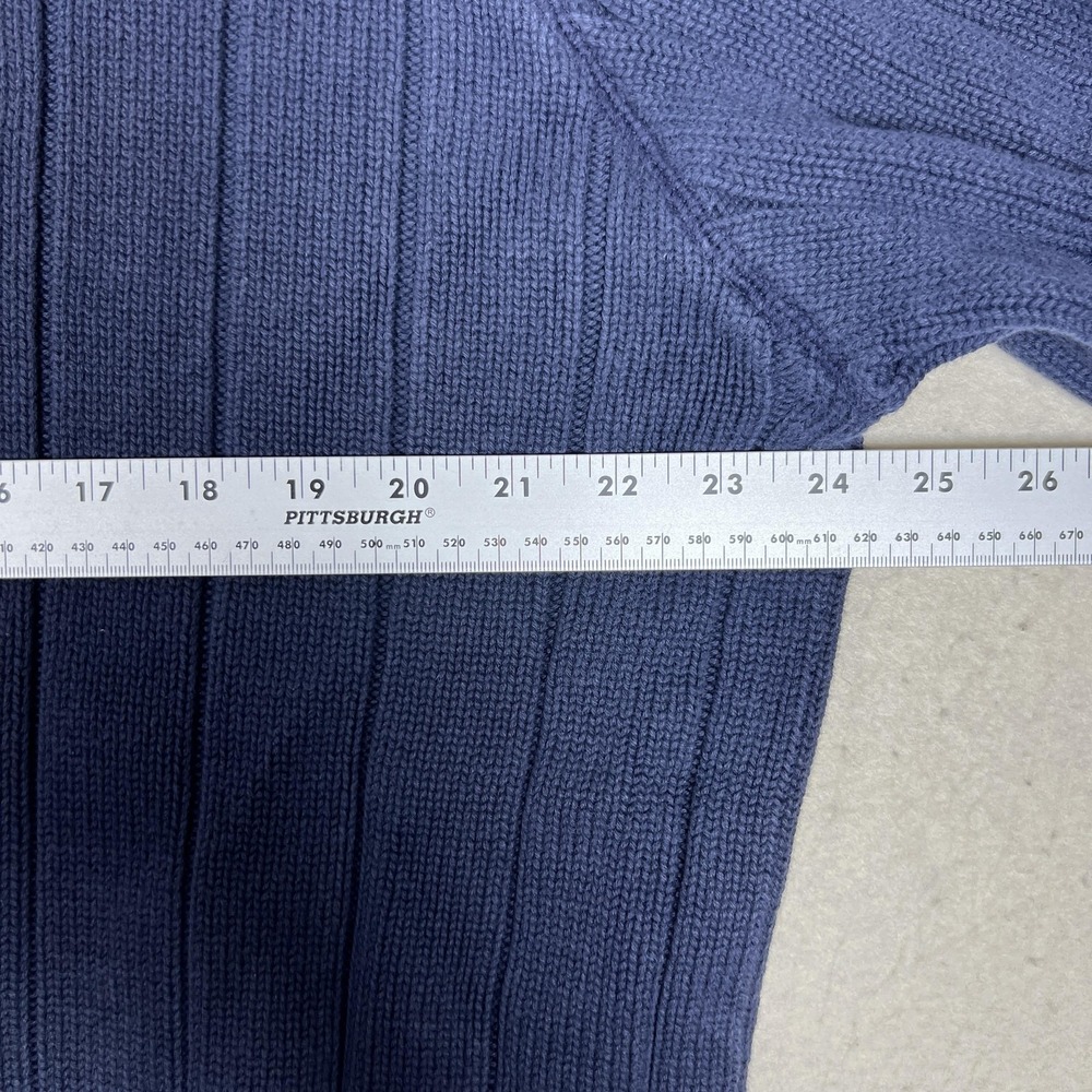 Y2K Nautica Sweater Mens 2XL Blue 100% Cotton Ribbed Crewneck Knit Pullover - Picture 5 of 7